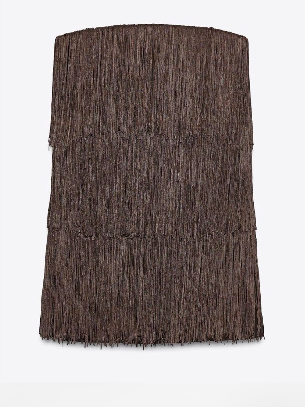 Zara Brown Strapless Fringe Mini Dress - Picture 5 of 5